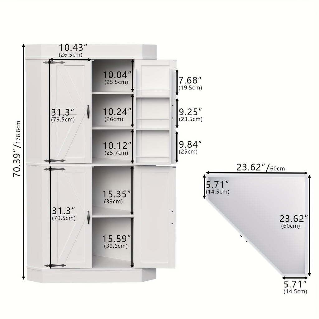 71 farmhouse kitchen pantry cabinet doors shelves tall