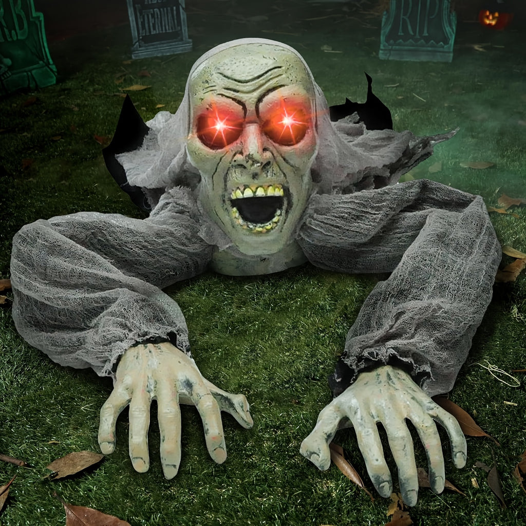 outdoor halloween decoration featuring   zombie