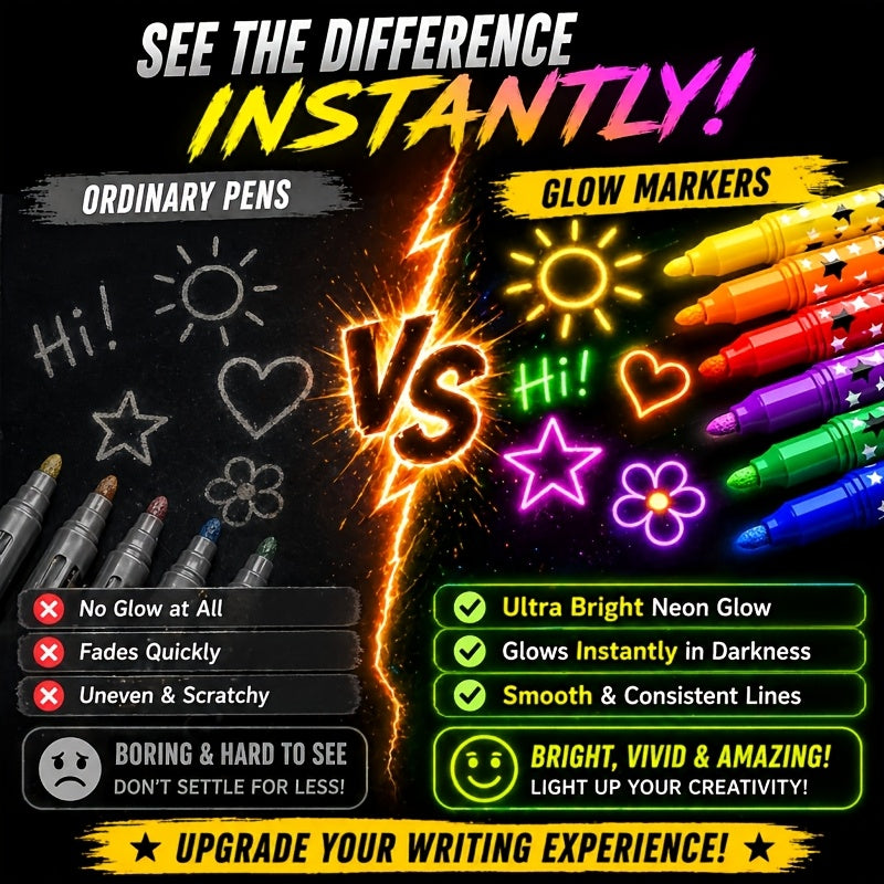 glow in dark highlighters 3 pack neon pattern markers