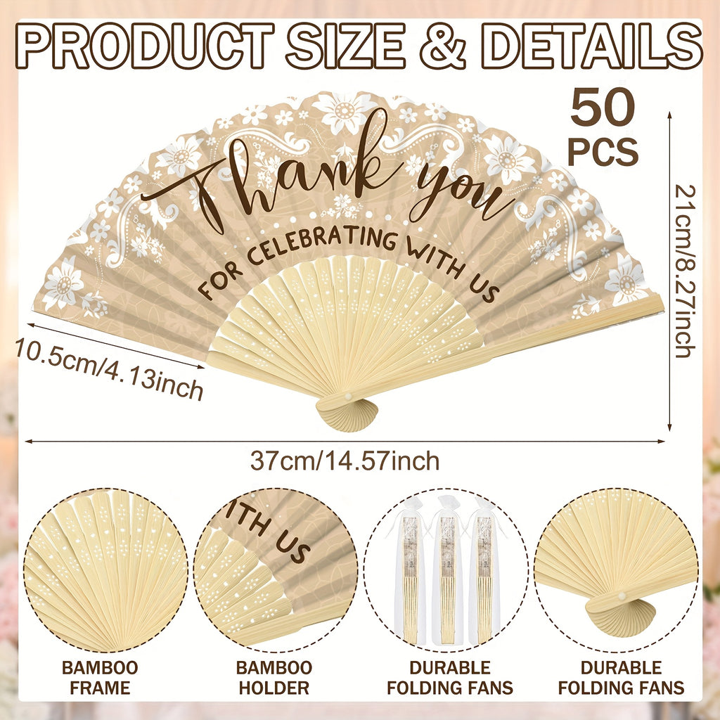 50pcs decorative folding fans wedding foldable hand fans