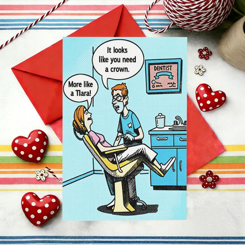 1pc funny dental humor greeting card cartoon comic style