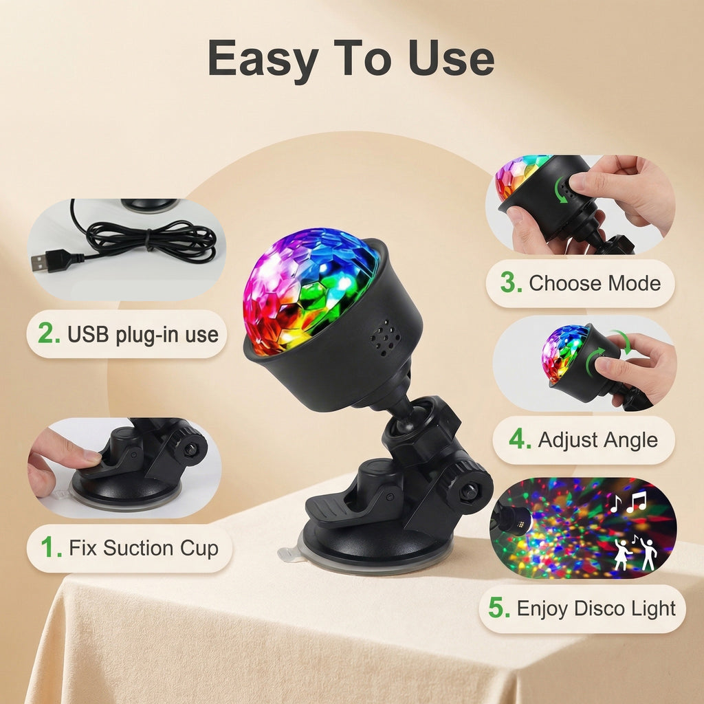 5 7pcs rgb rotating led dance lights usb plug in disco ball
