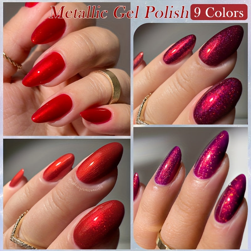 7ml 9pcs metallic gel polish nail polish soak led