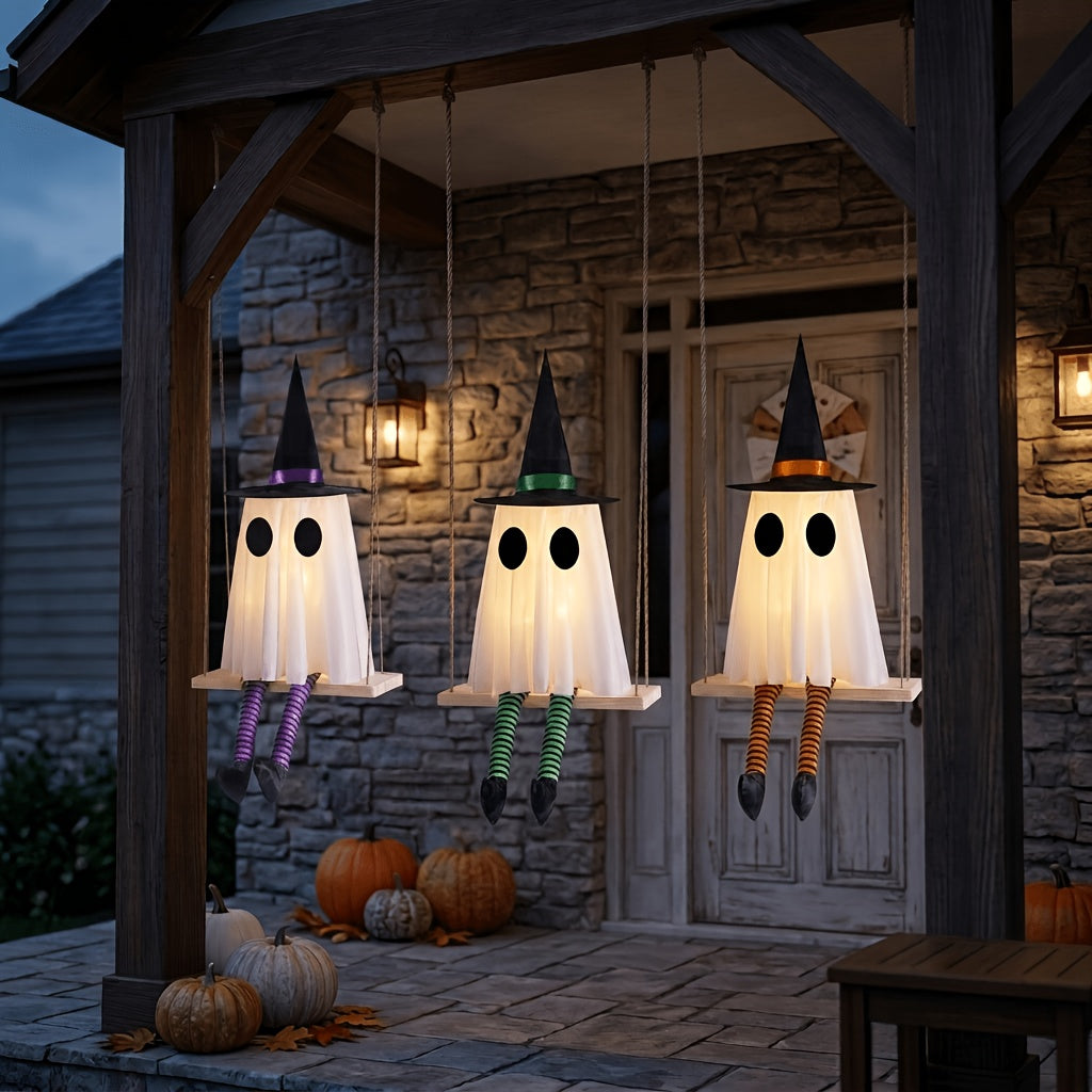 set 3 halloween hanging swing ghosts halloween decorations