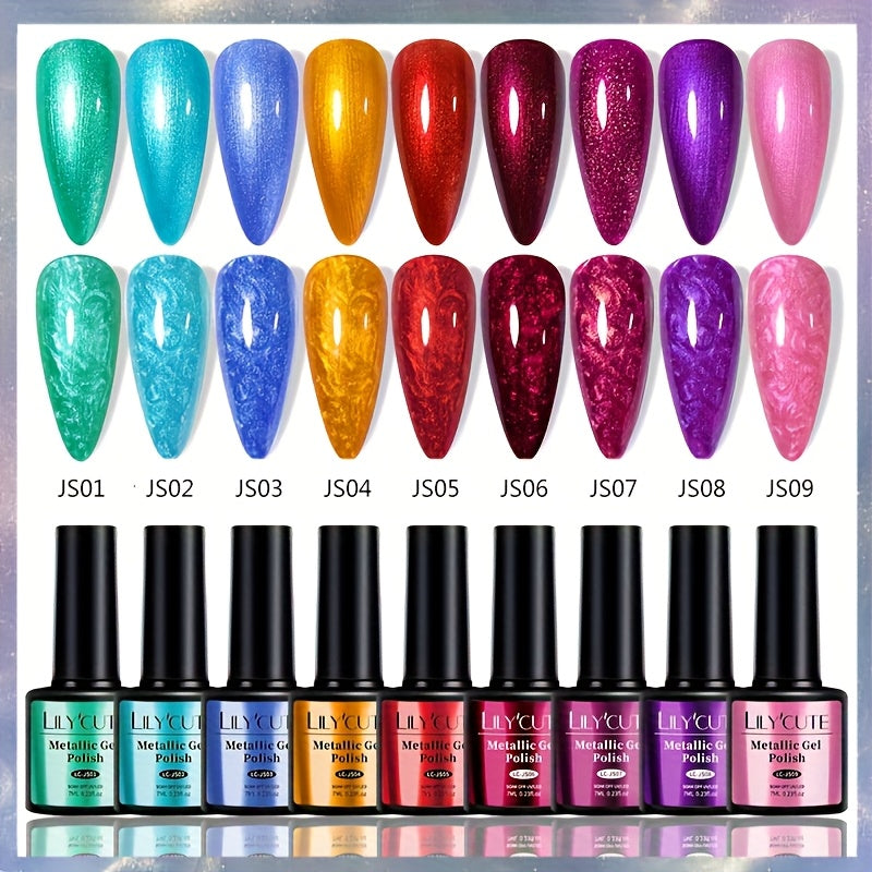 7ml 9pcs metallic gel polish nail polish soak led