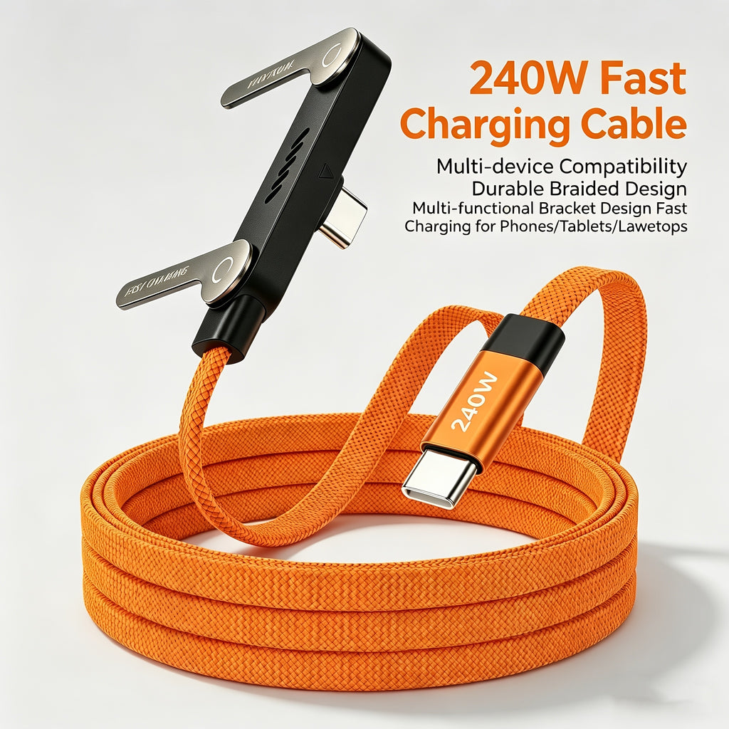 240w fast charging folding data cable built in bracket type