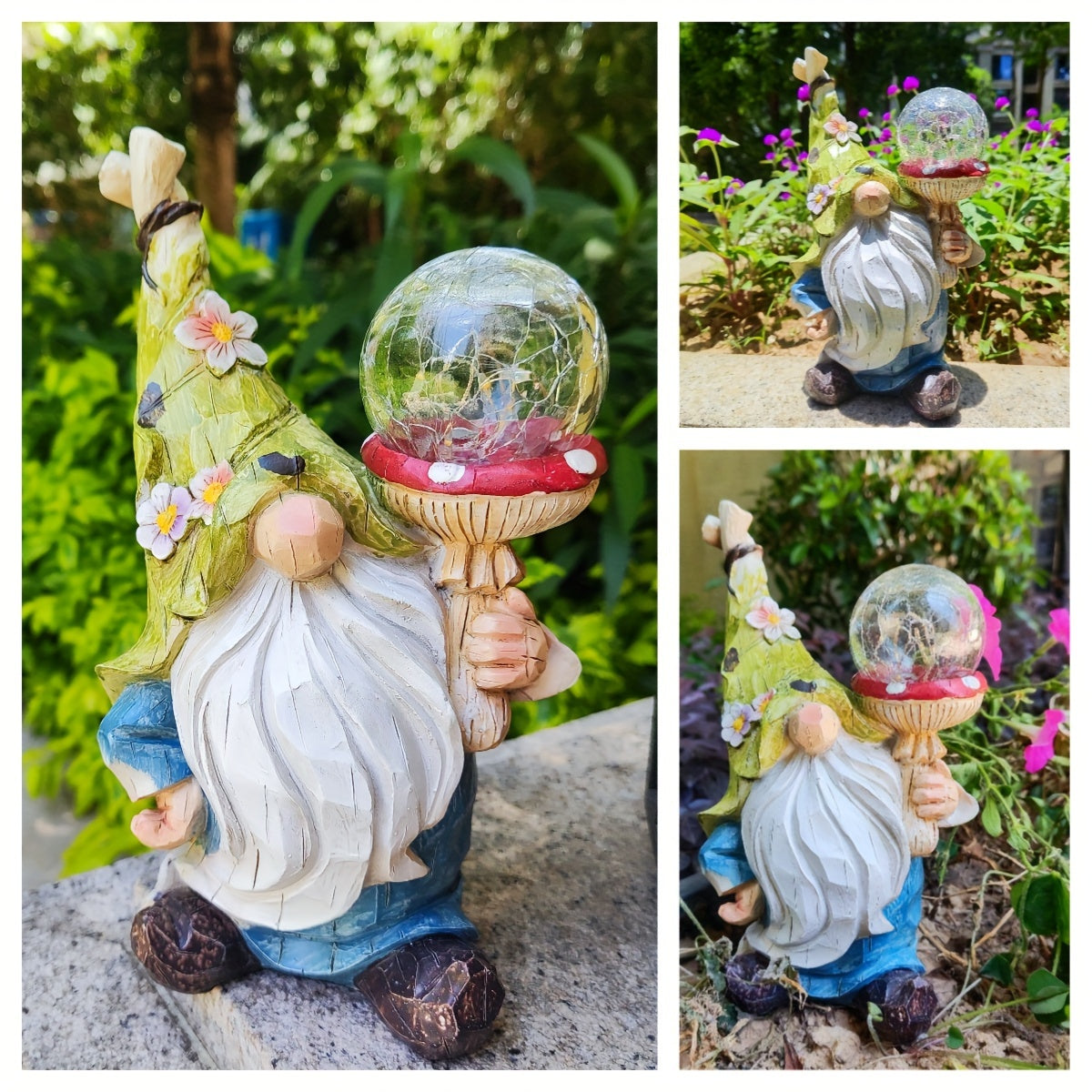fairy garden decor gnome statue   light resin