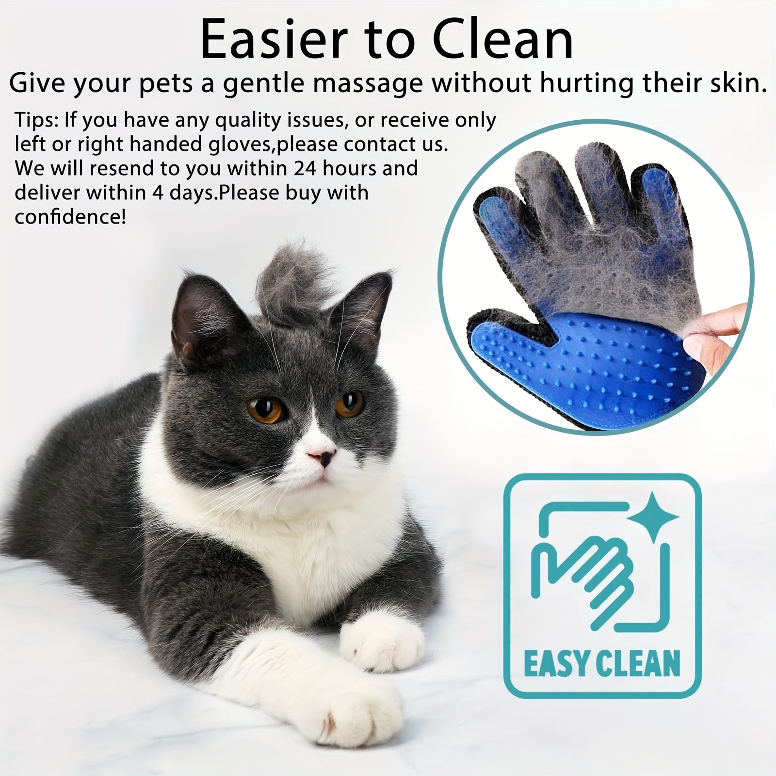 2pcs pet grooming gloves silicone hair removal massage