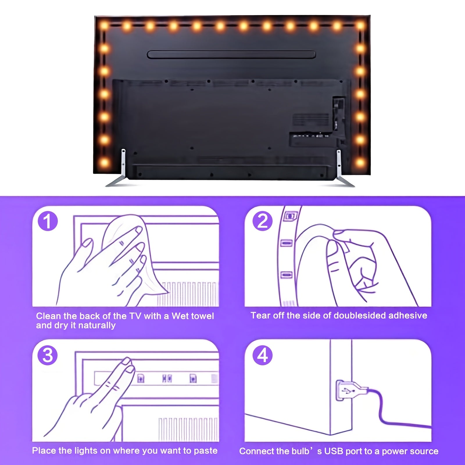 1 5m led tv background light strip three button control rgb