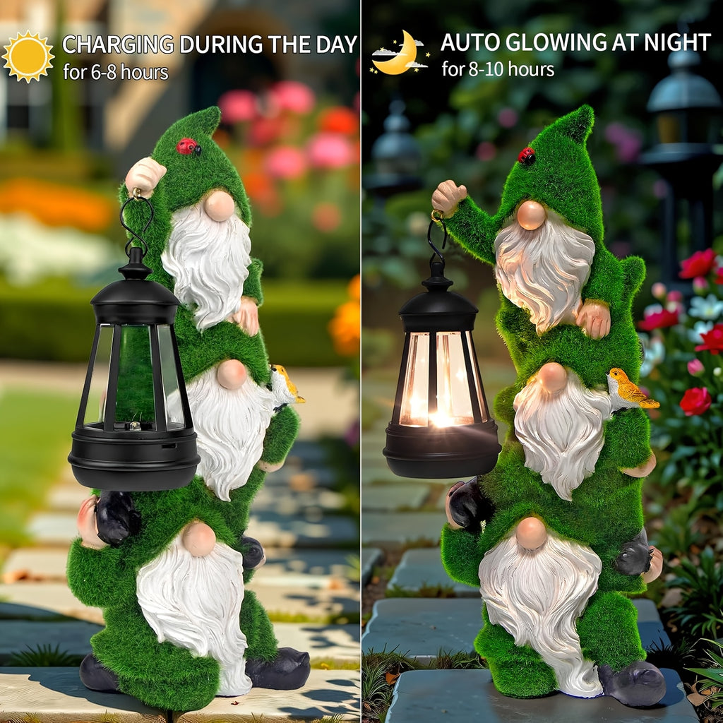 garden statues solar gnomes featuring a resin gnome figurine