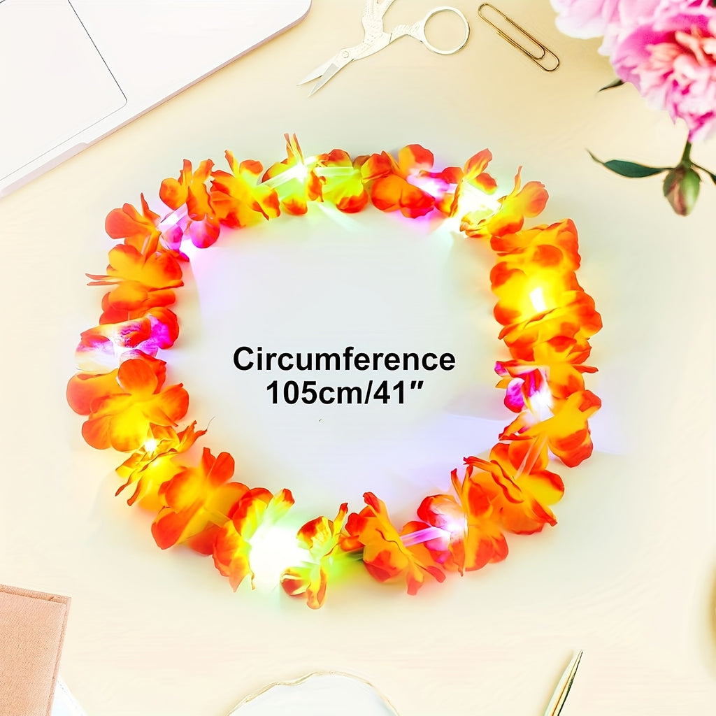 mikrones 26pcs illuminated hawaiian garland led lighting
