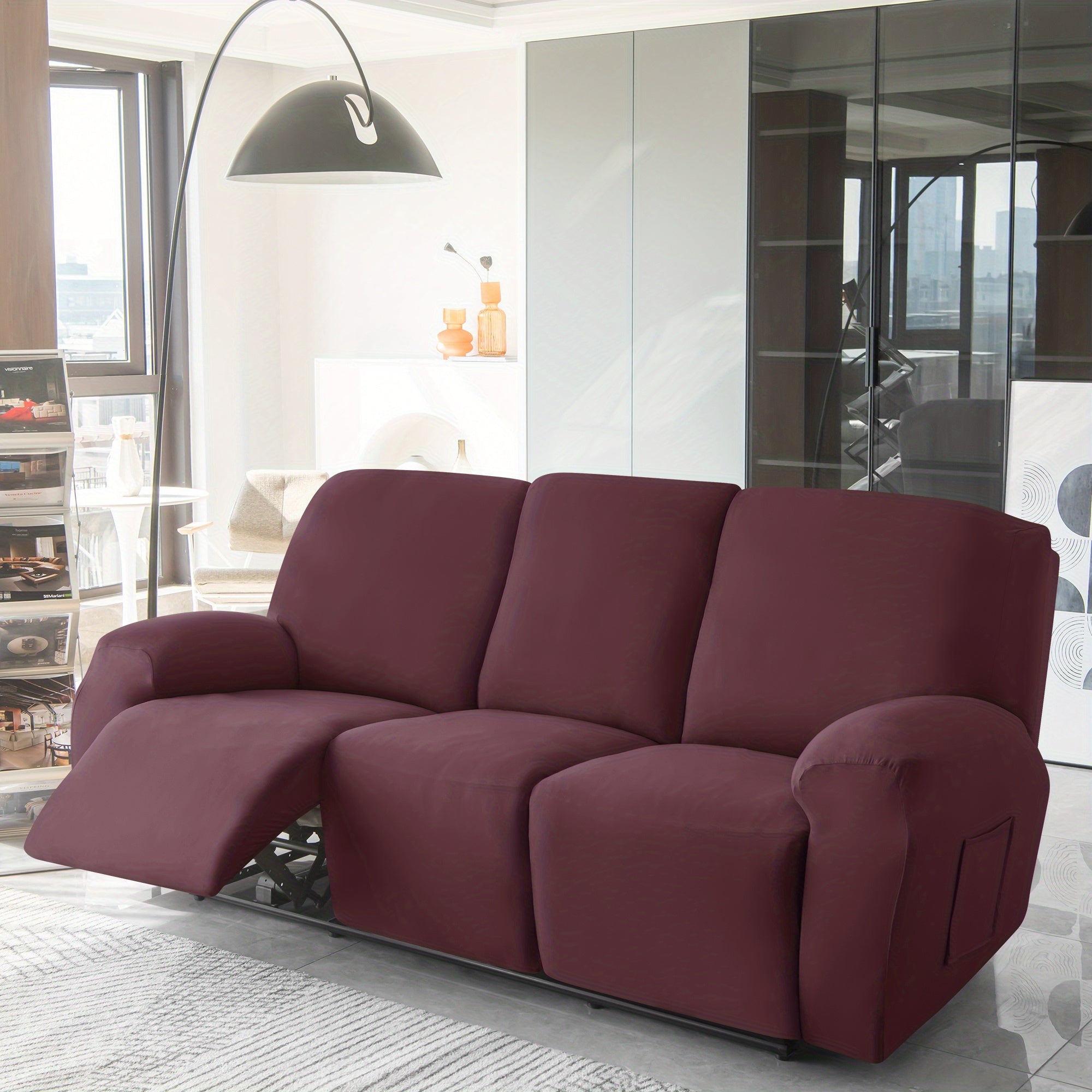 1 2 3 seater fiber fabric recliner sofa cover segmented