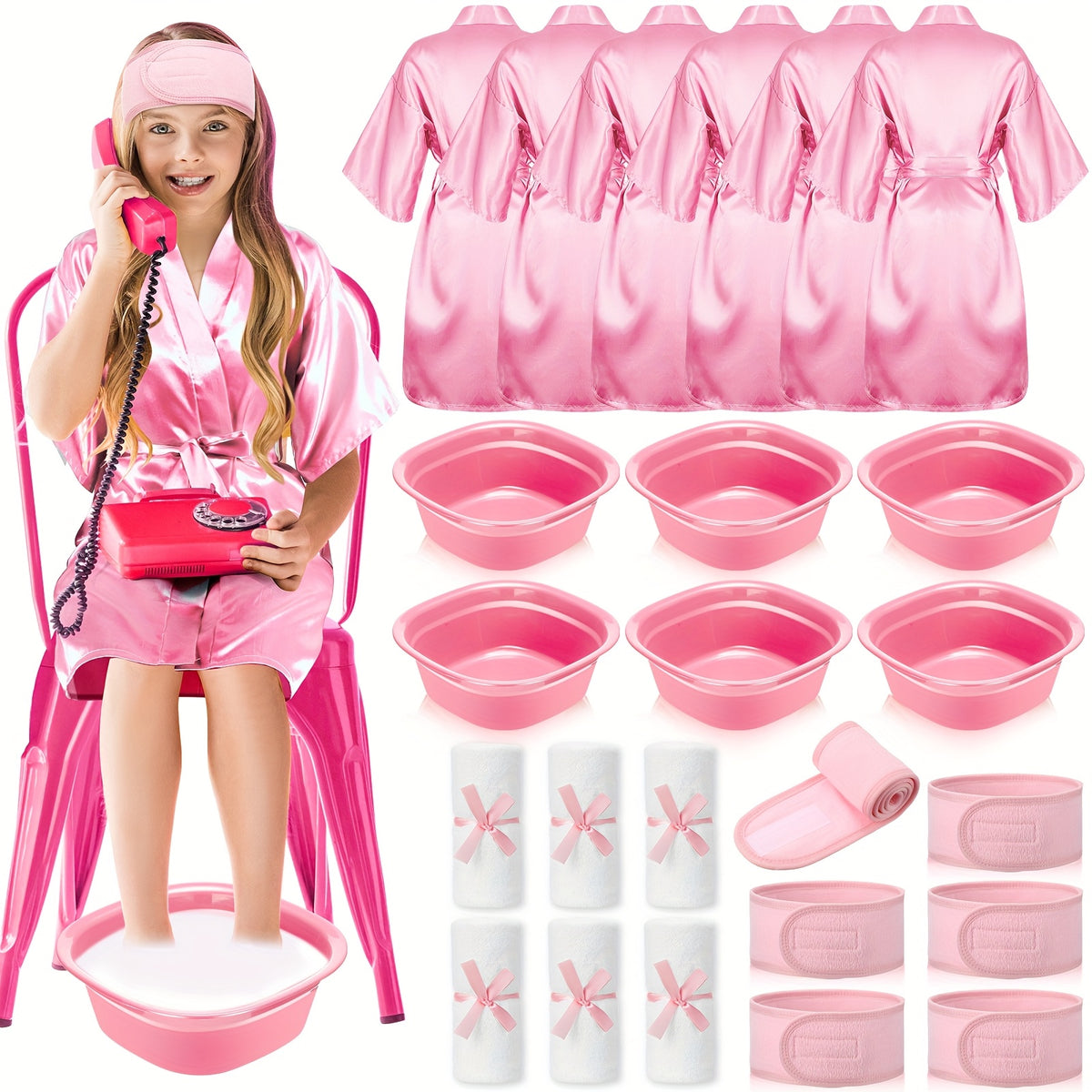 24pcs spa party supplies   6 spa party robes 6