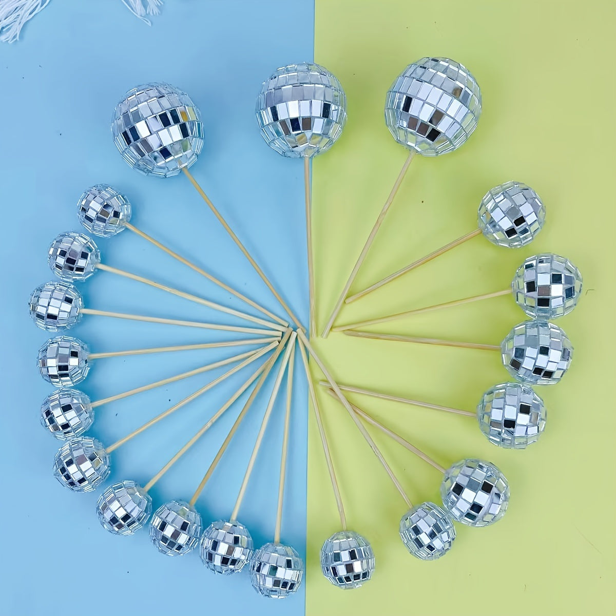 14 silver disco ball cake decorations suitable 70s disco