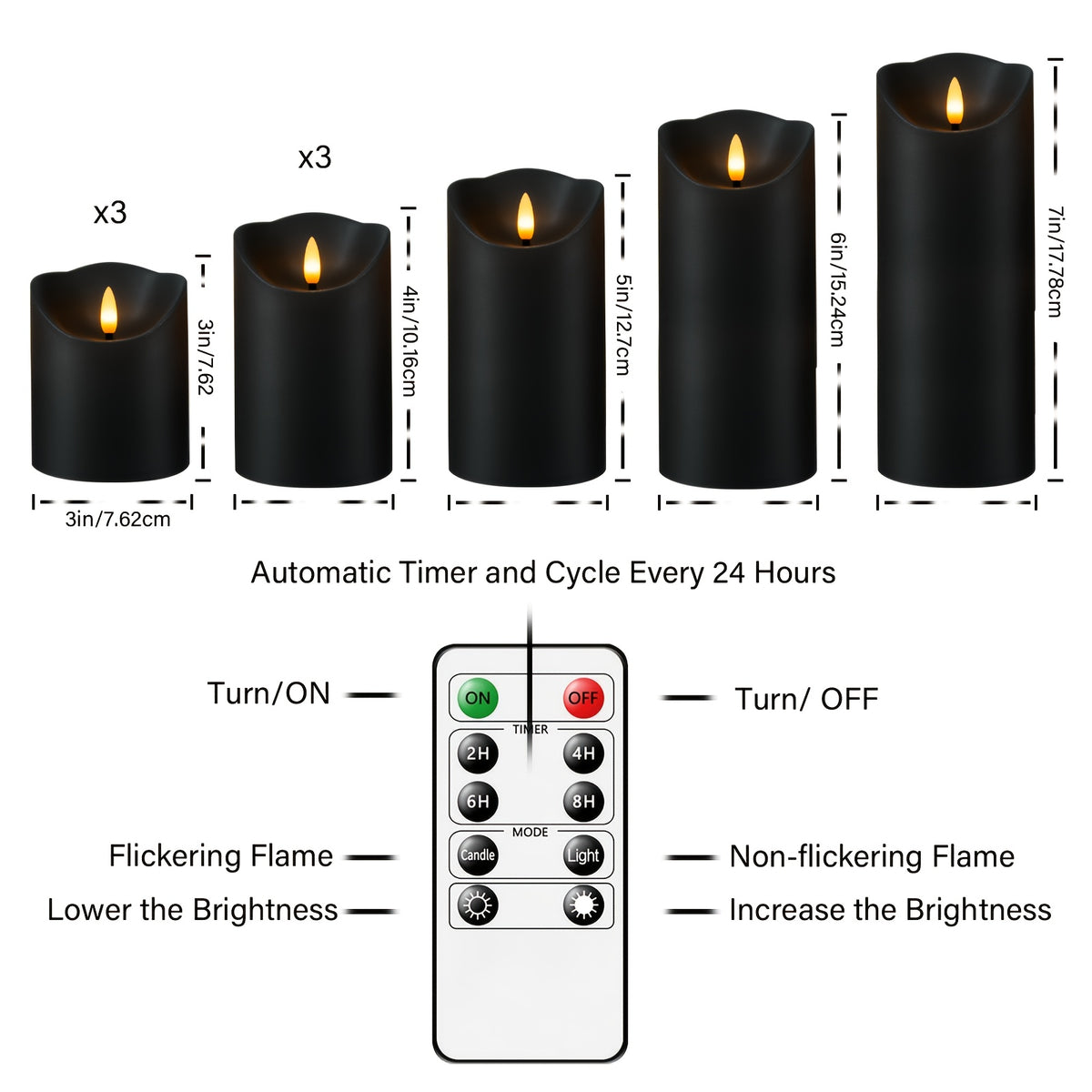 set 9   flameless led candles 2 remote controls