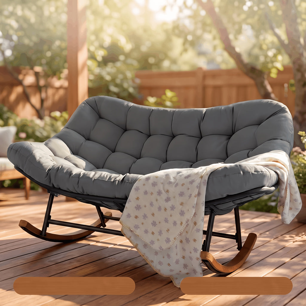oversized double papasan rocking chair large curved seat