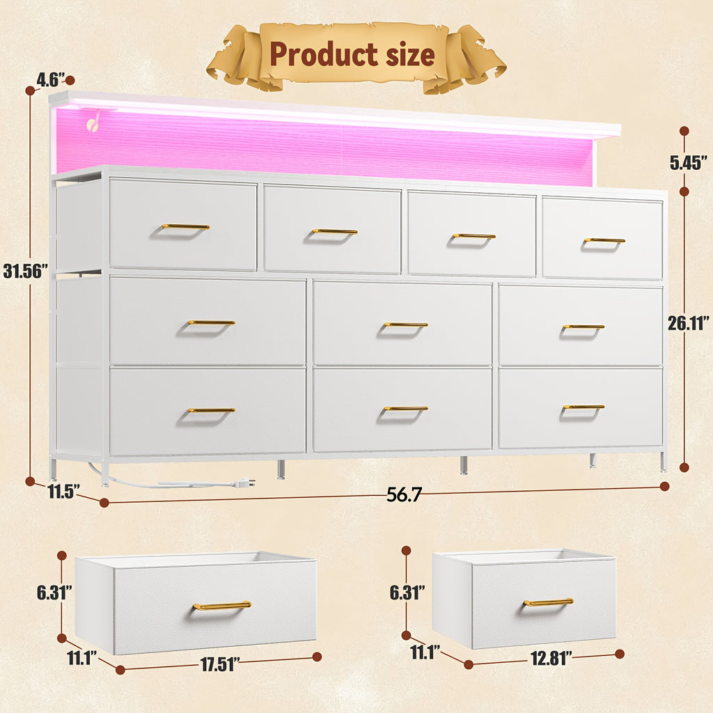 55 wide makeup vanity dresser led lights charging