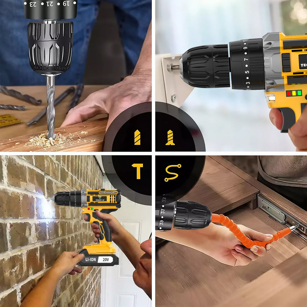 20v 58 136pcs 147pcs cordless impact drill kit 20