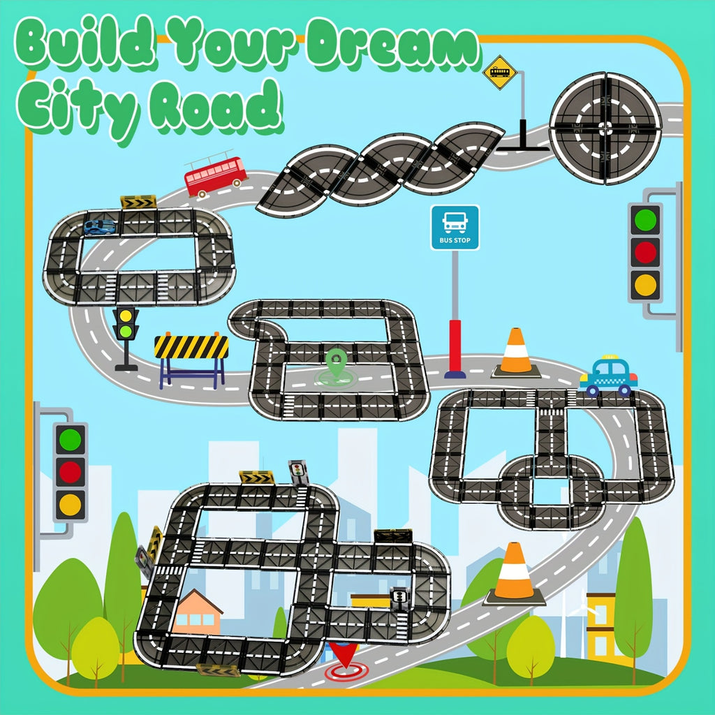 44pcs magnetic track set pulling small cars magnetic