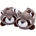 cute stuffed gray raccoon plush indoor slippers comfortable