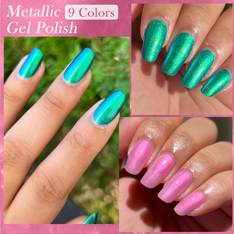7ml 9pcs metallic gel polish nail polish soak led