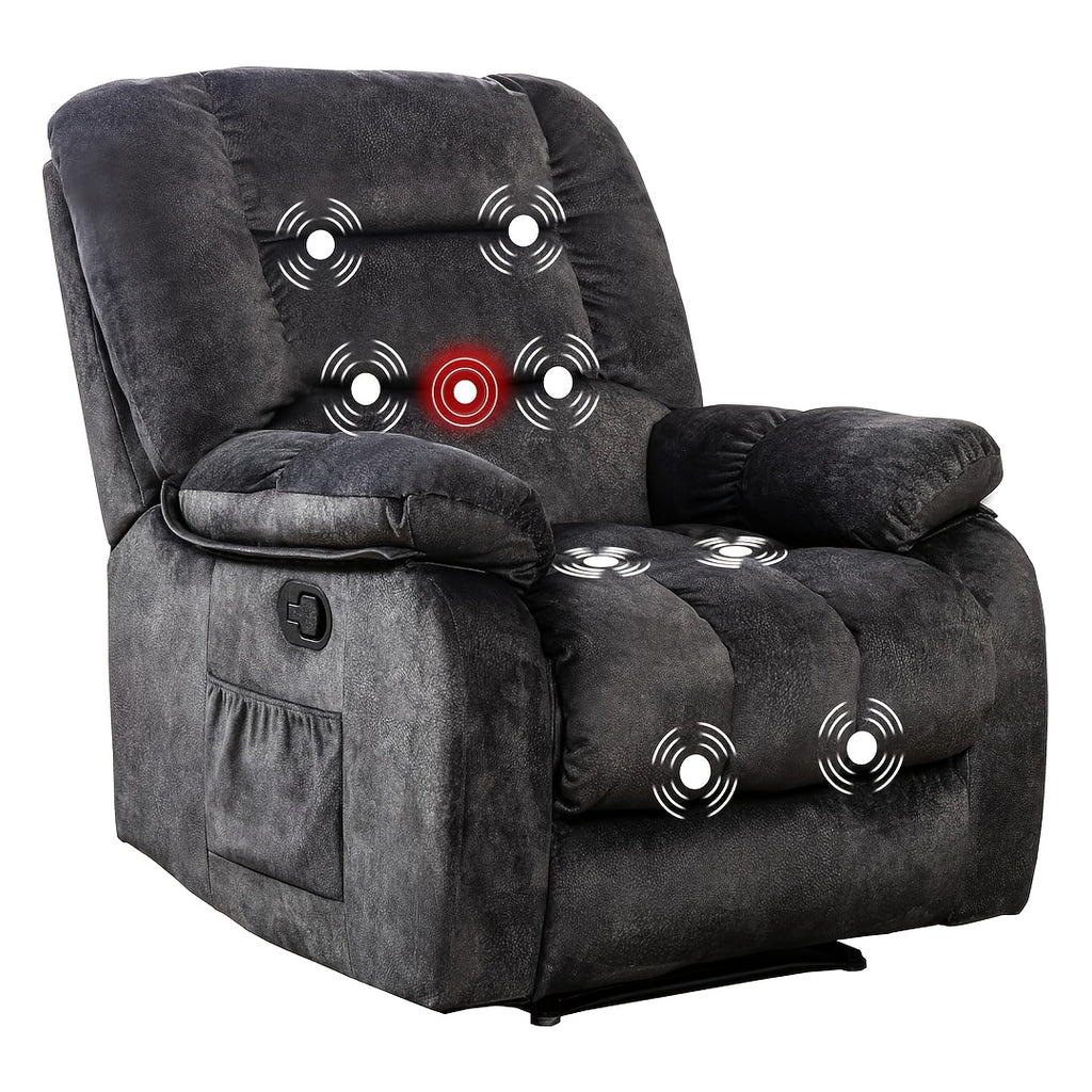 oversized manual recliner chair massage heat soft fabric