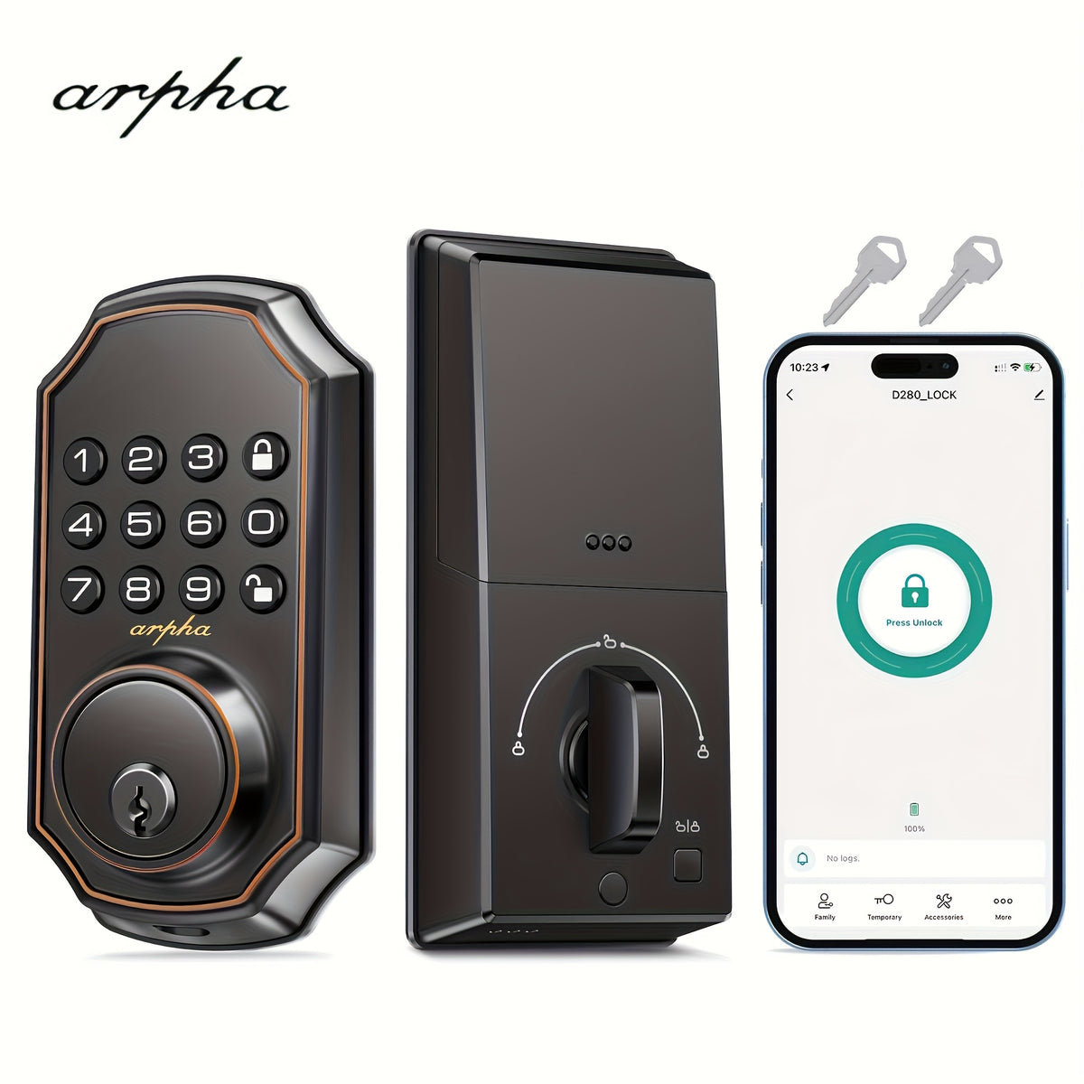 keyless smart door lock fingerprint handle   door