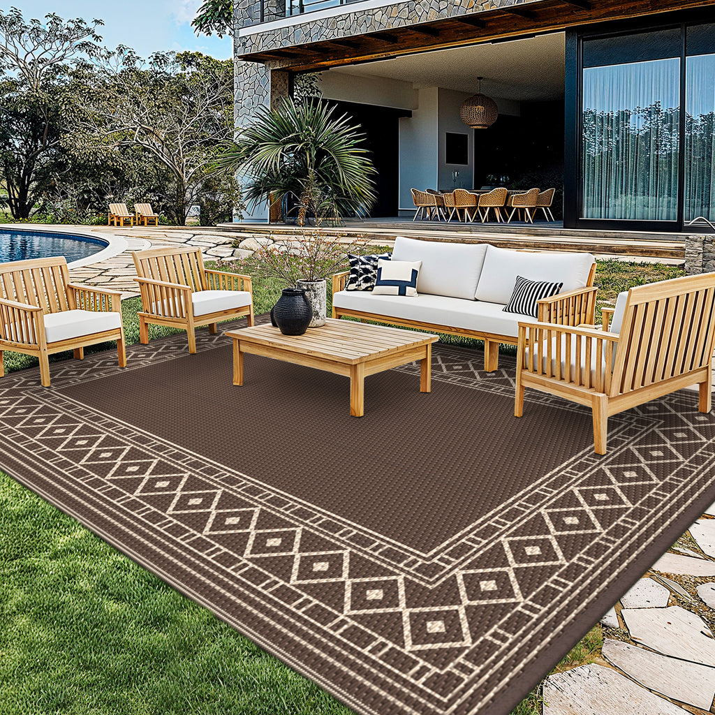 outdoor mat reversible plastic straw camping mat patio deck