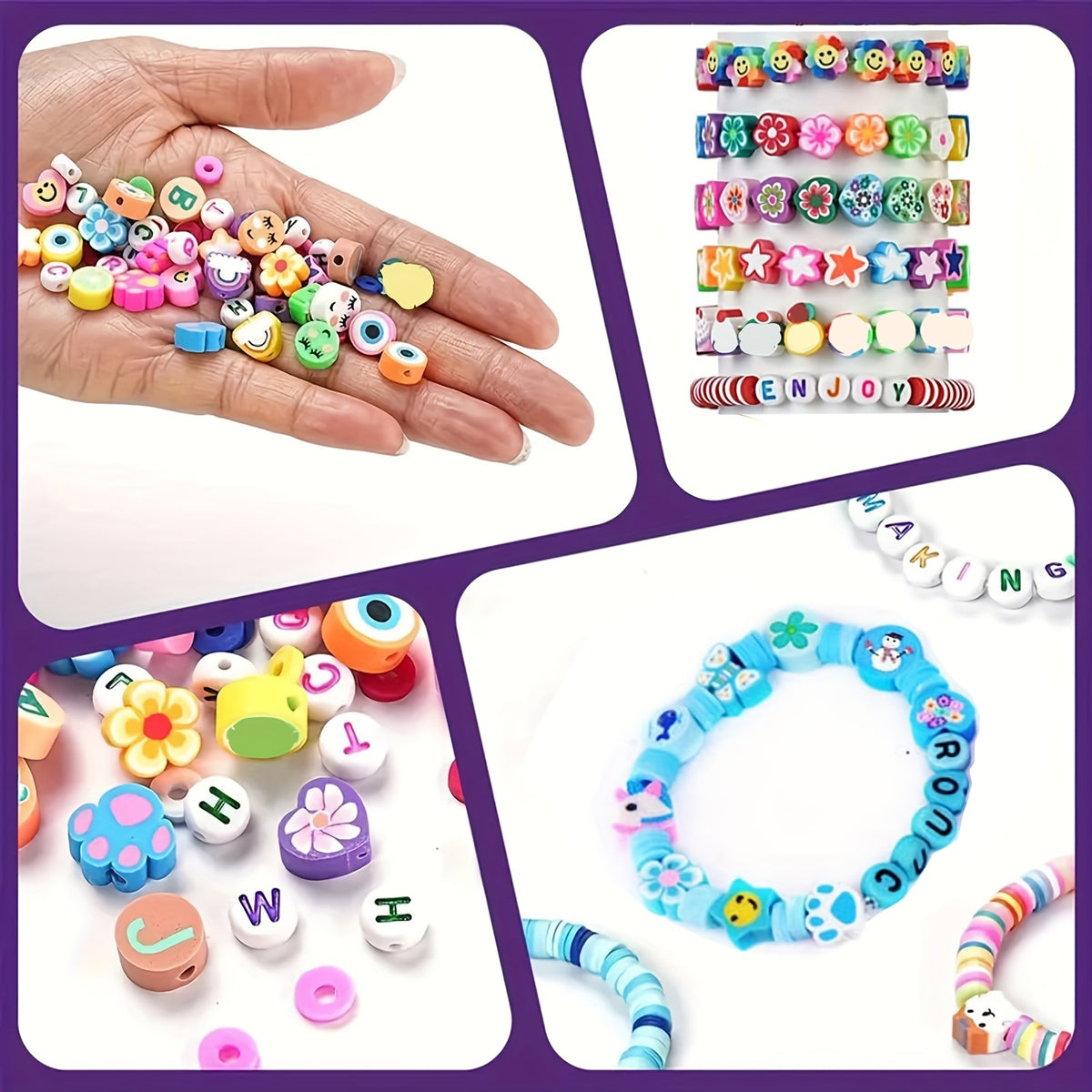 bracelet making kit fruit flower polymer clay beads mixed