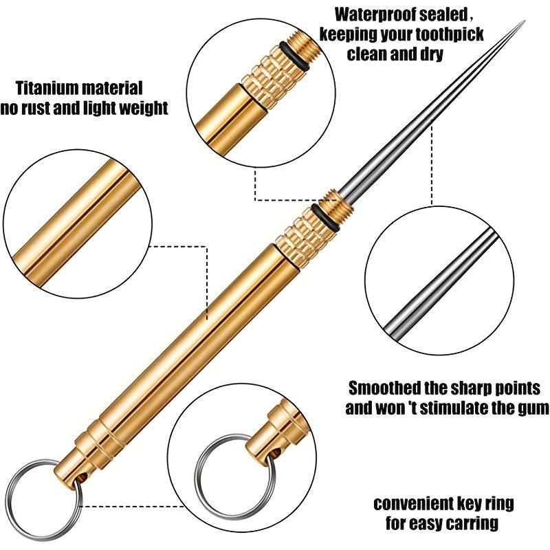 portable stainless toothpicks keychain compact metal holder