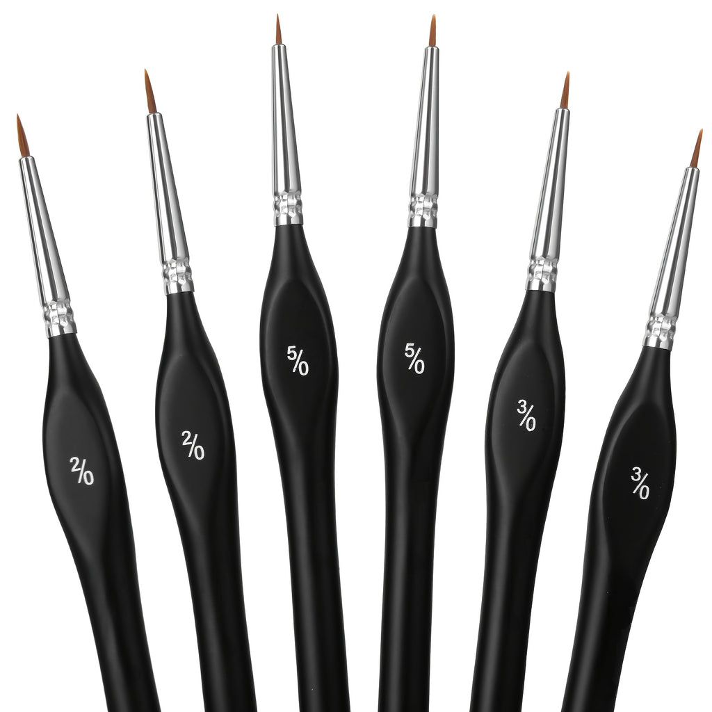 6pcs miniature paint brush set   5 0 3 0 tip triangular