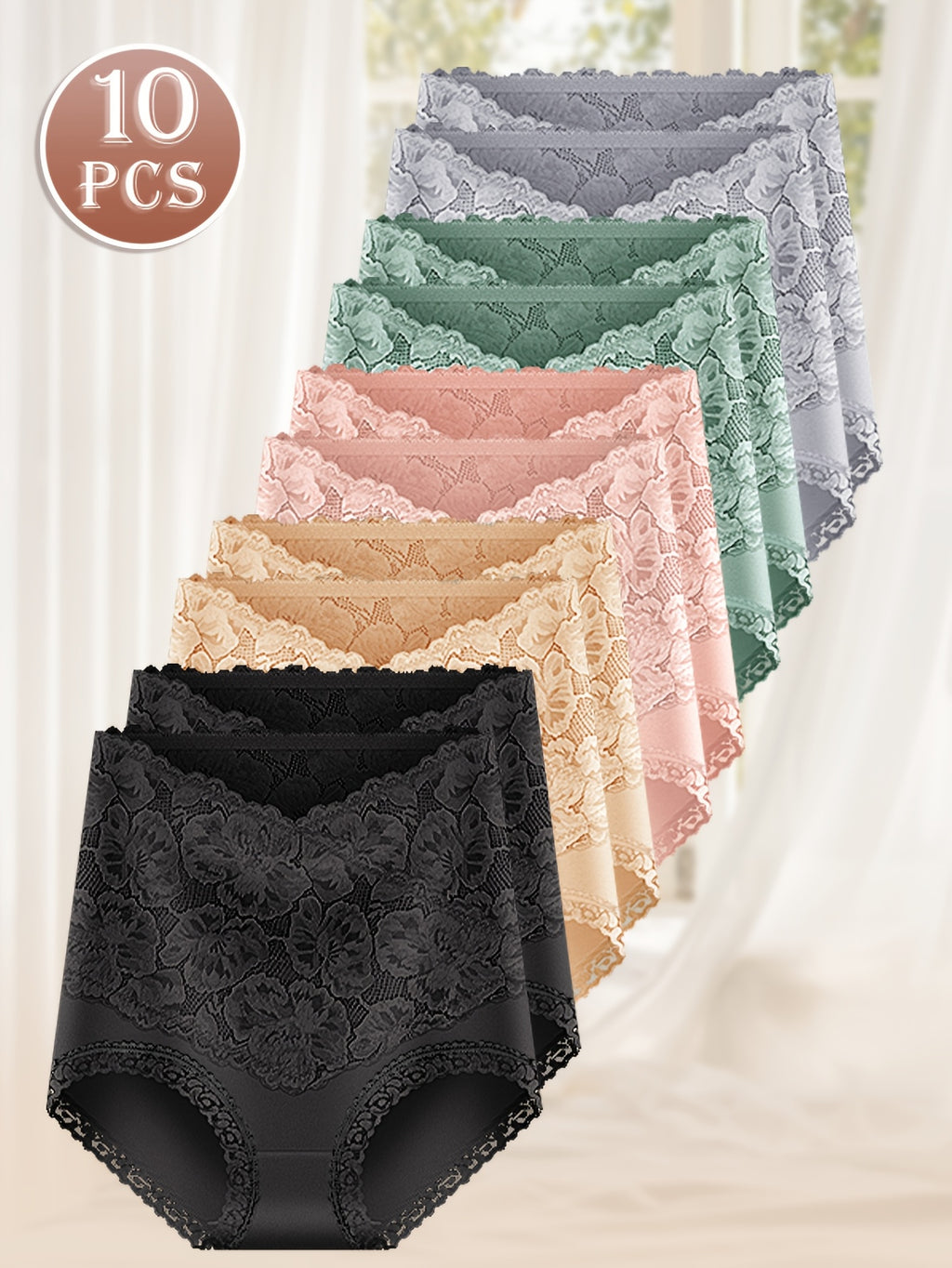 10pack   elegant lace panties high waisted tummy