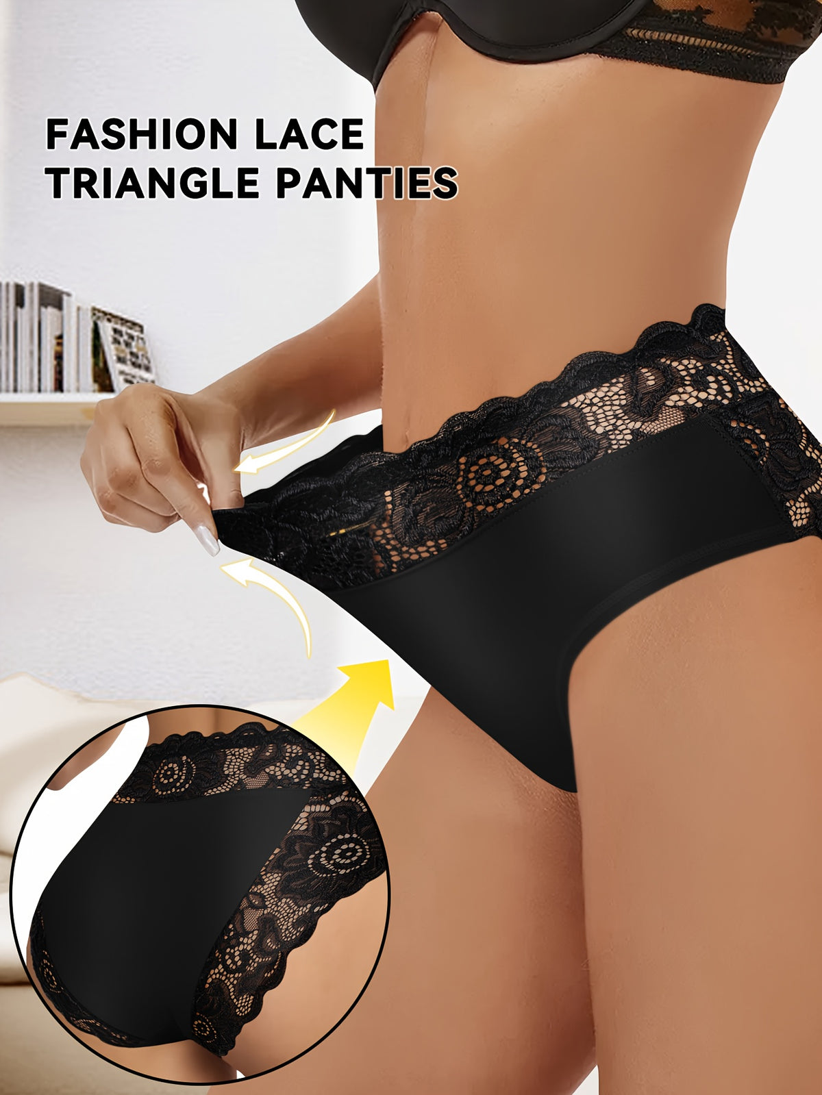 5pcs womens high waisted tummy control briefs elegant lace