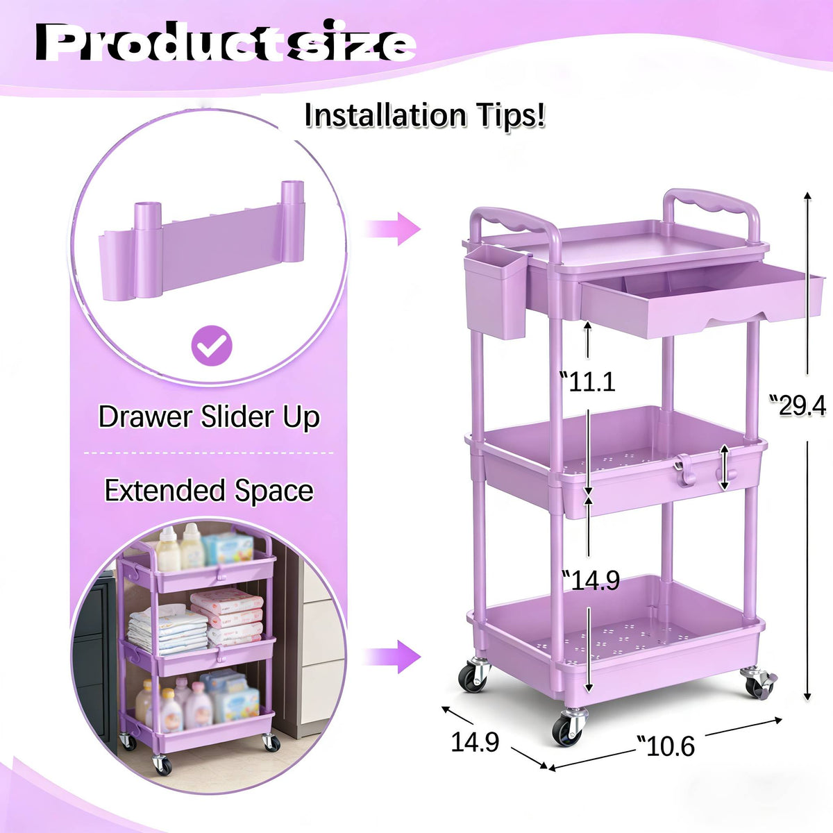 3 4   storage cart nursery space saving organizer