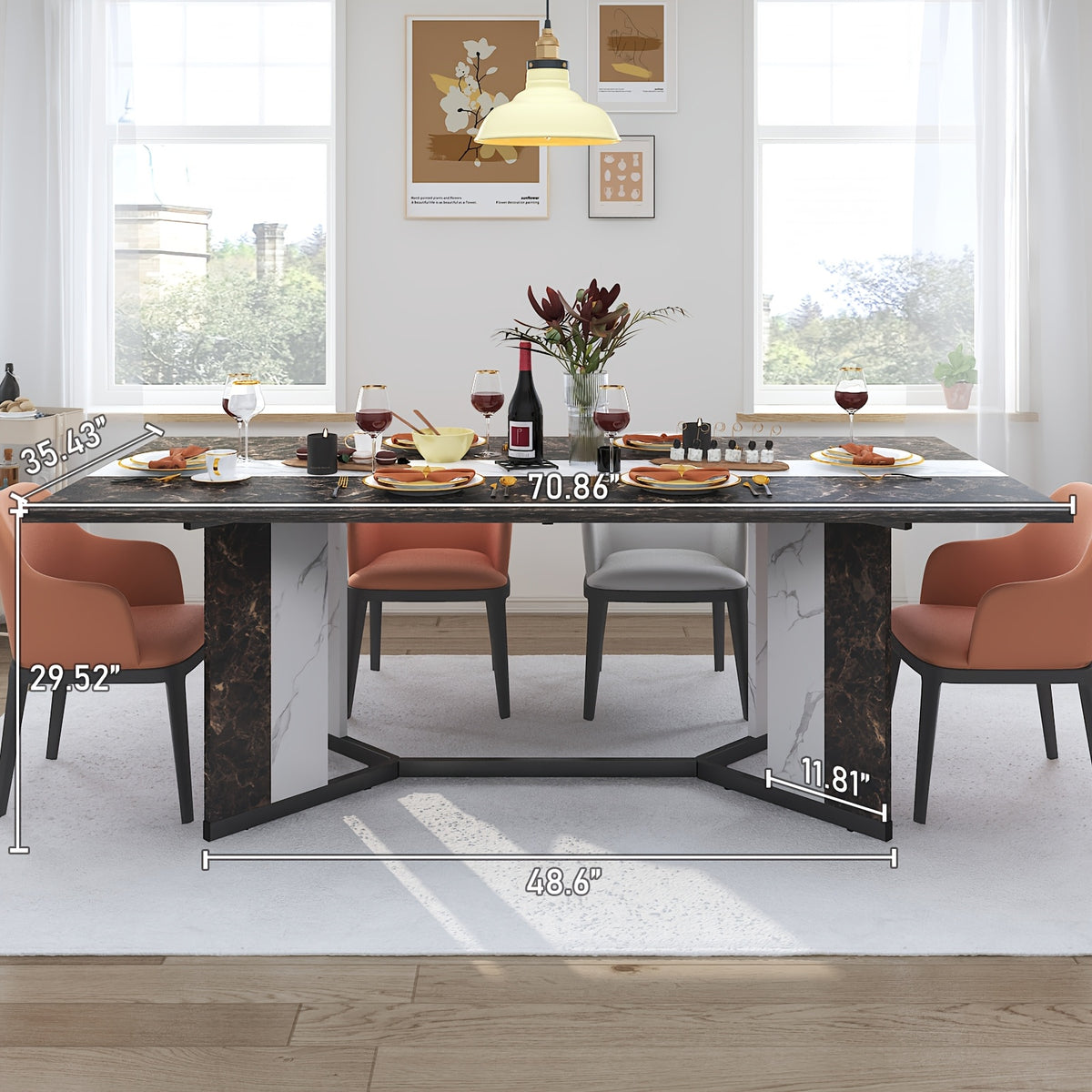 71 rectangle modern dining table office   room