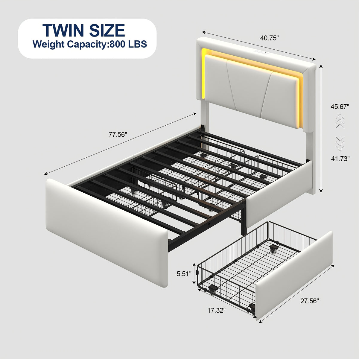 upholstered platform bed frame 4 storage drawers twin full