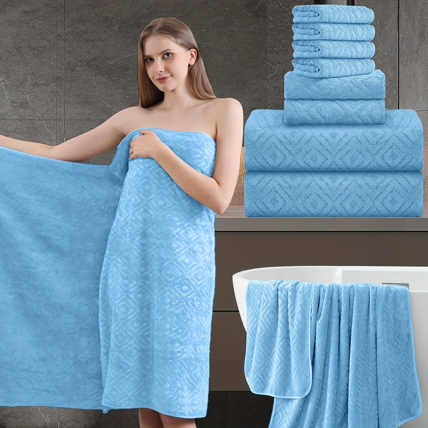 8pcs extra large bath towel ultra soft thick bath towel