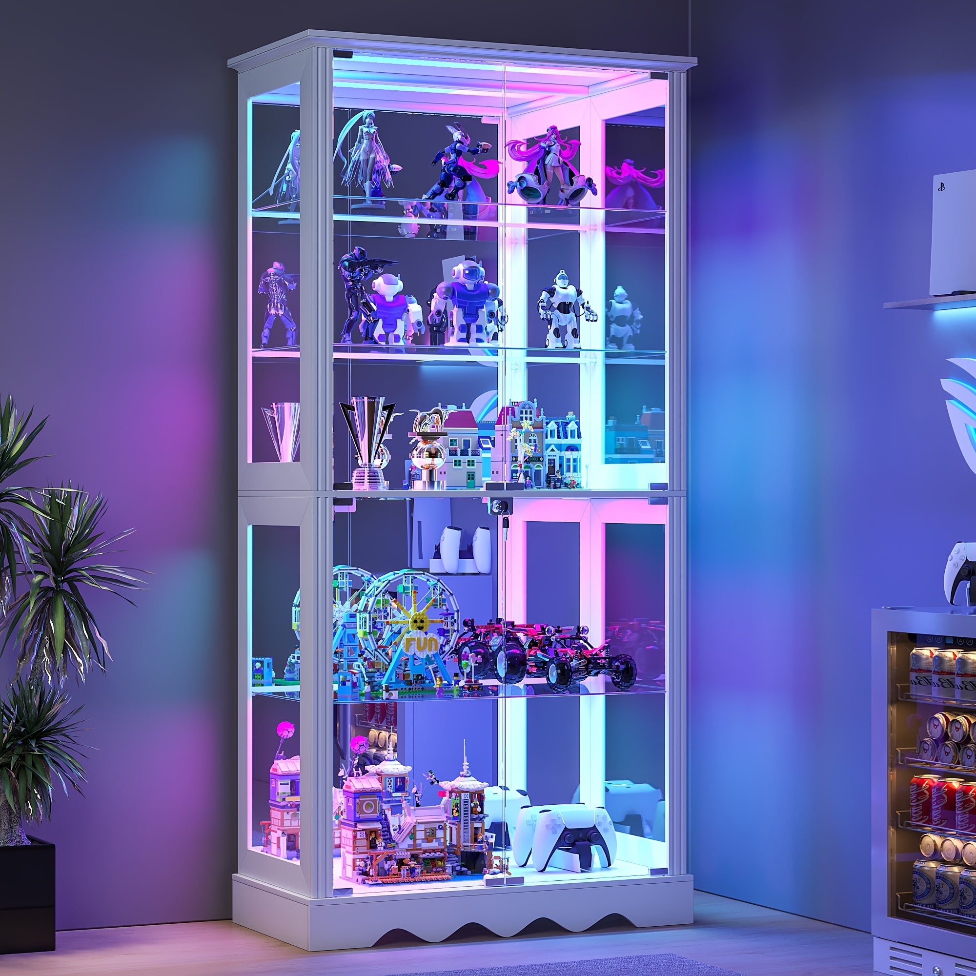 display cabinet glass doors 71 tall   rgb lights
