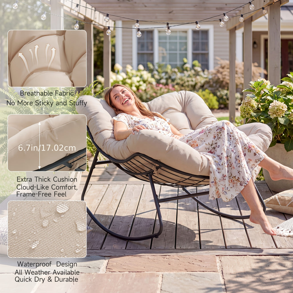 outdoor papasan rocking chair 450 lbs oversized comfy patio
