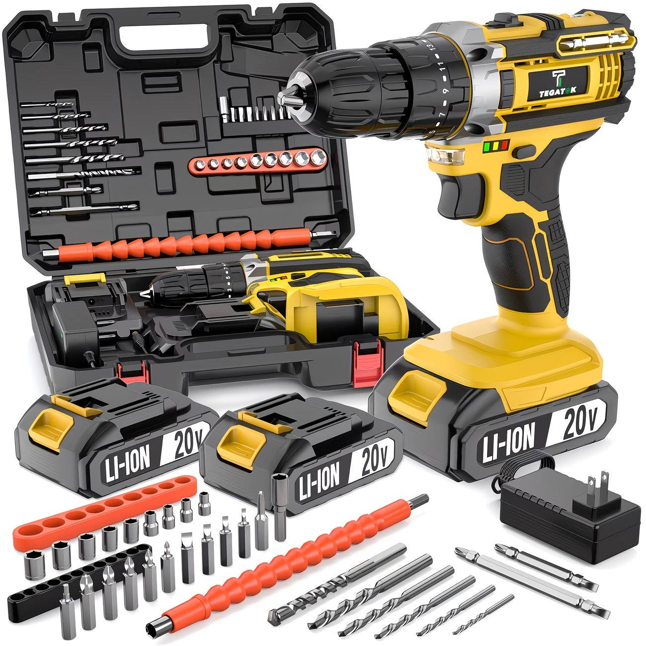 20v 58 136pcs 147pcs cordless impact drill kit 20