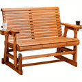 hd outdoor glider bench wood patio glider cup holders porch