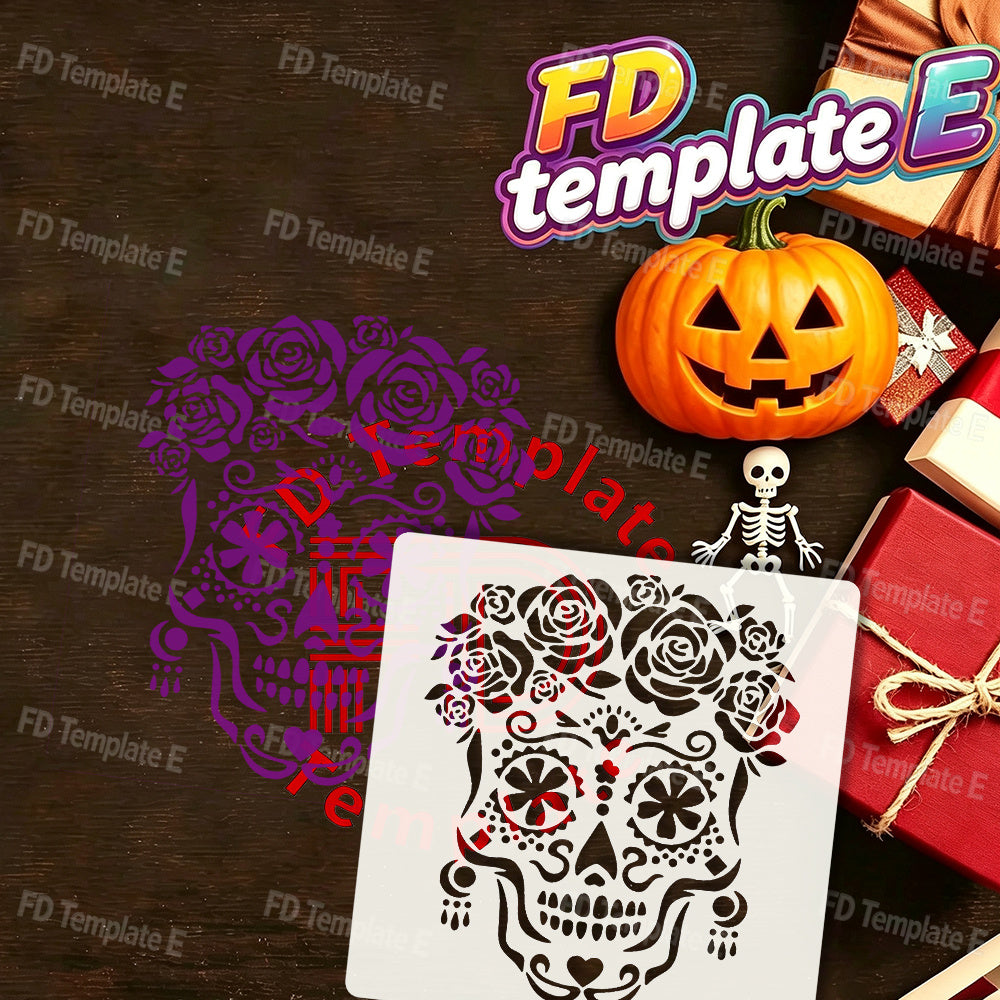 1pc reusable   skull template dia de los muertos