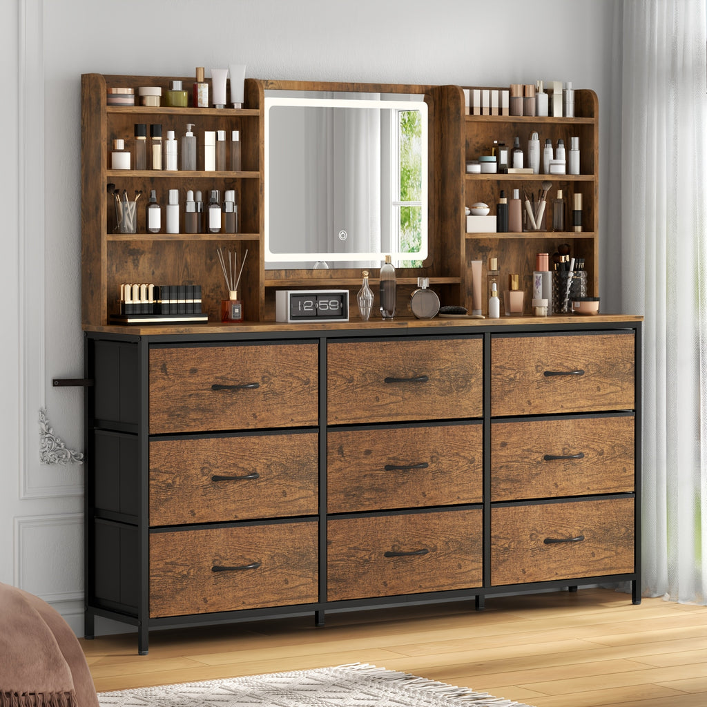 dressing table featuring a   mirror   nine