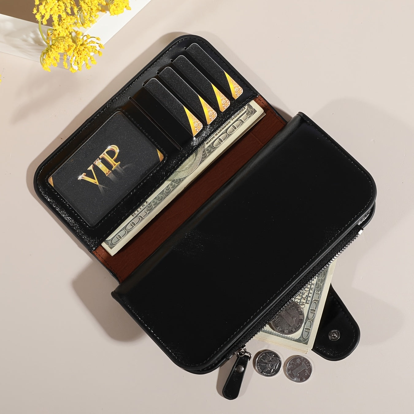 vintage wallet multiple zippered compartments credit card