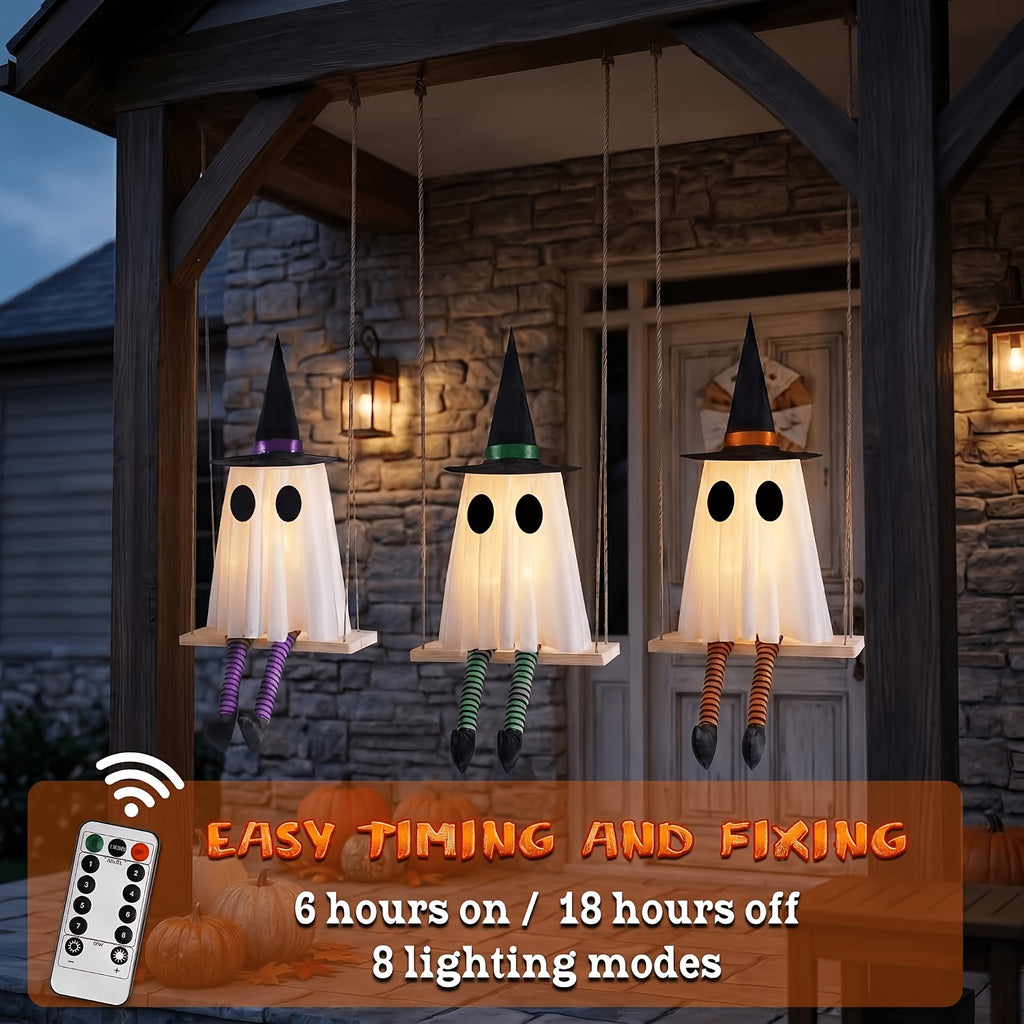 set 3 halloween hanging swing ghosts halloween decorations