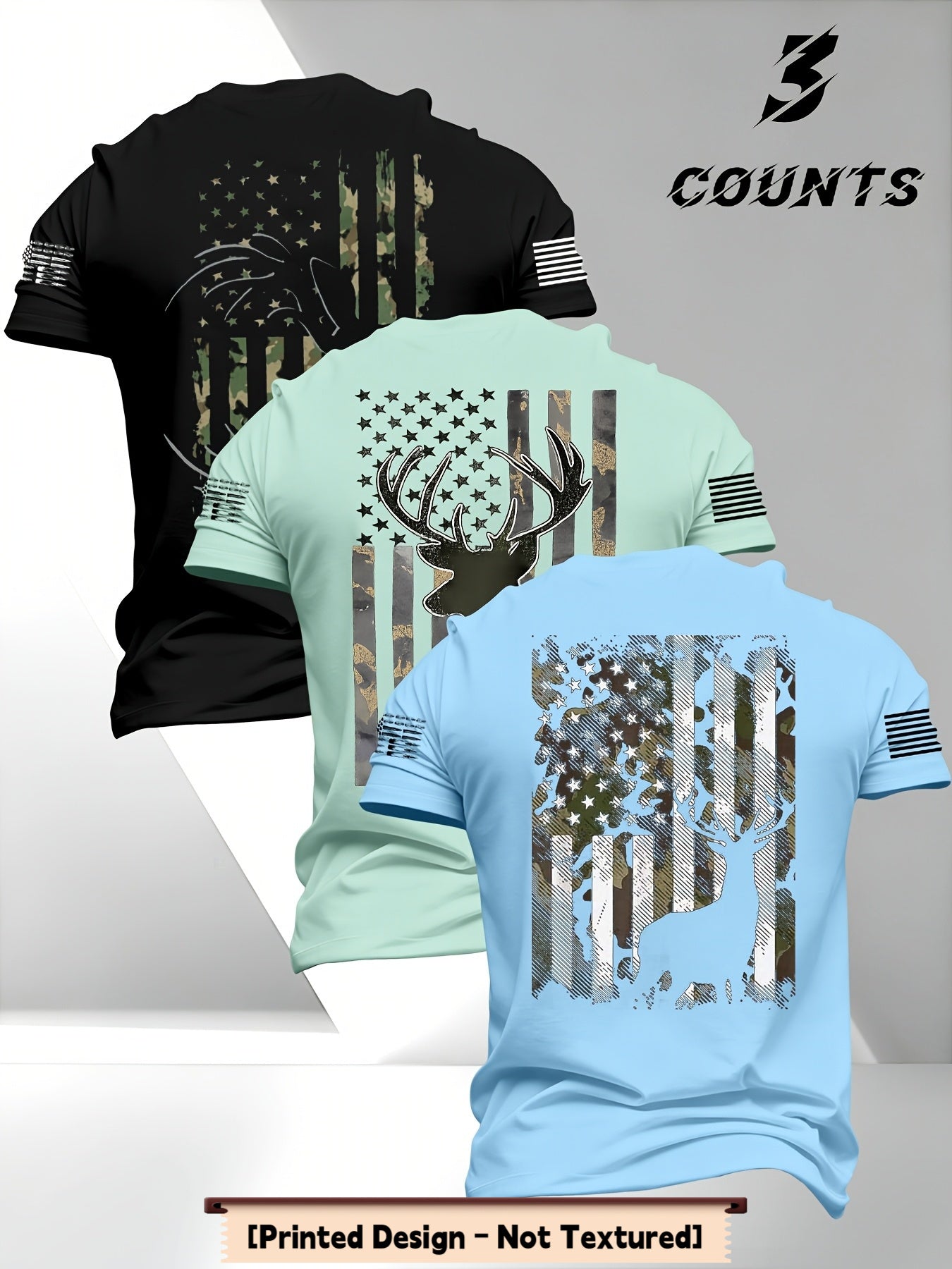 3 pc mens short sleeve t shirts american   250th