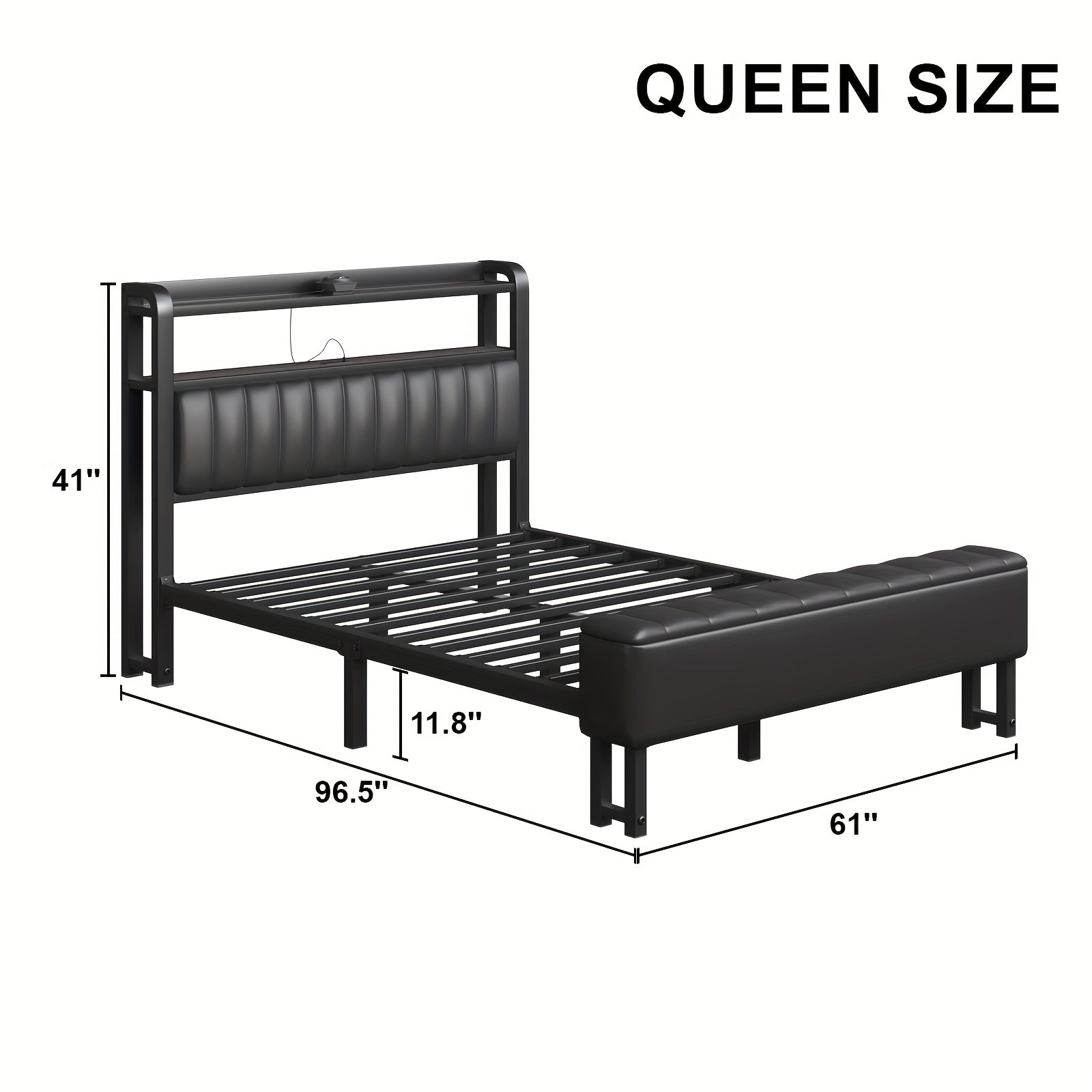 metal platform bed storage   upholstered headboard