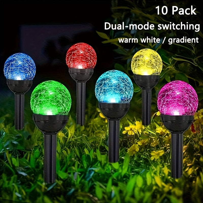 a set 10 solar powered outdoor garden lights change colors