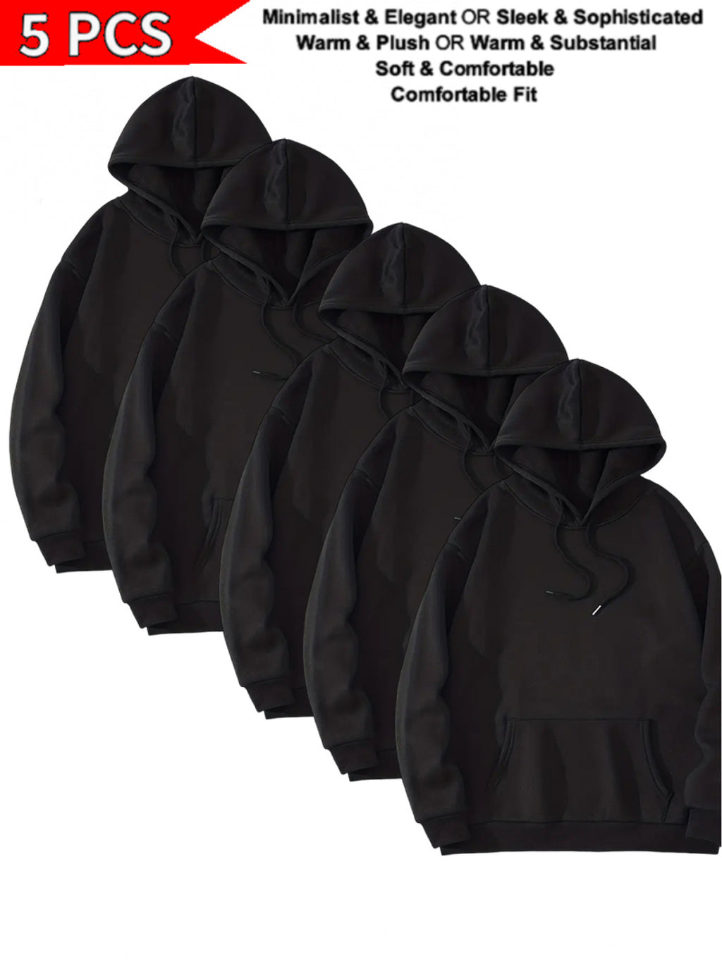 5pcs mens casual hooded sweatshirt set soft comfortable