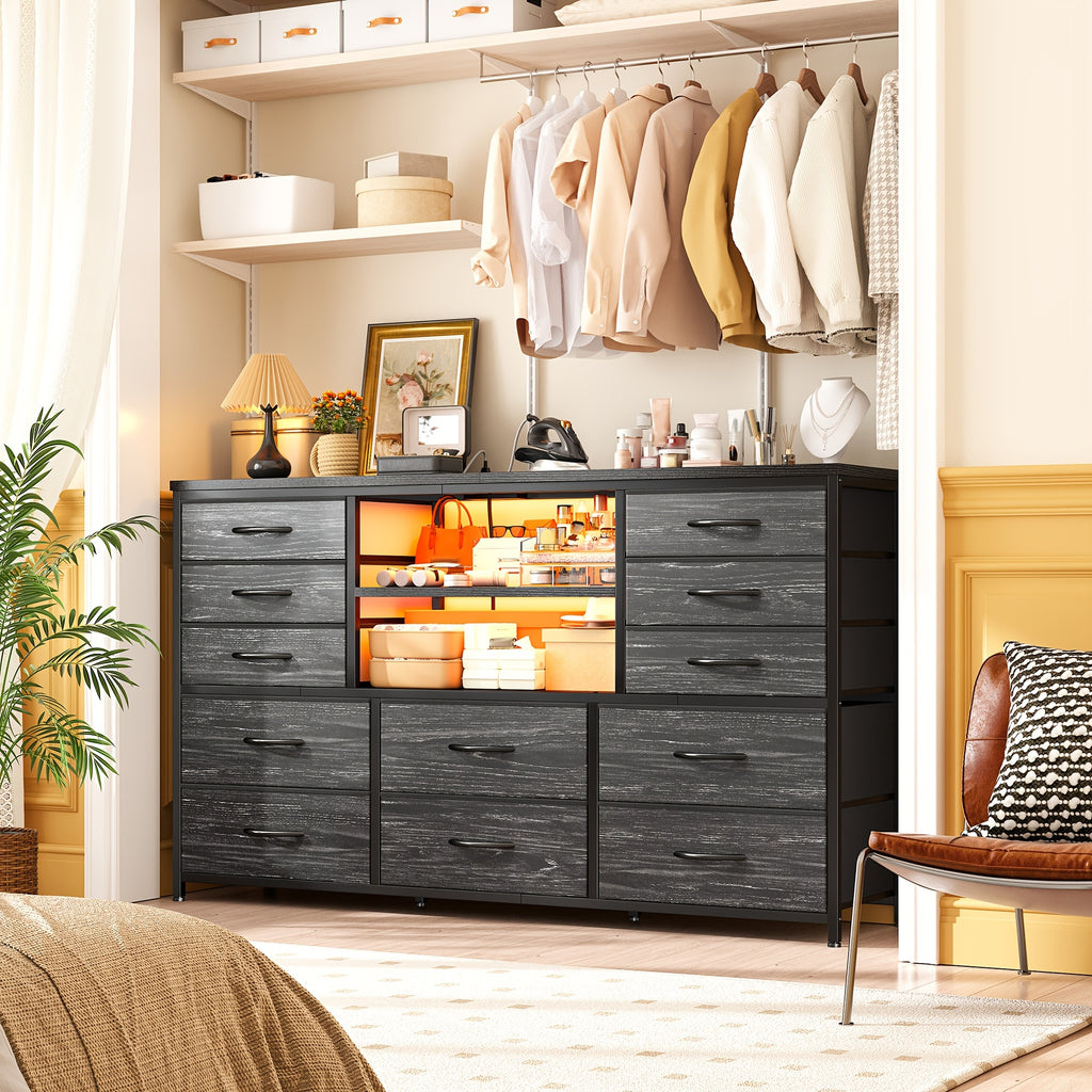 tv stand dresser 60tv entertainment center led lights power